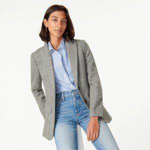 Boyfriend blazer grey herringbone English wool NWT